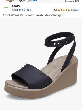 CROCS Black and Tan Brooklyn Ankle-Strap Wedge SandalCrocs Brooklyn wedge